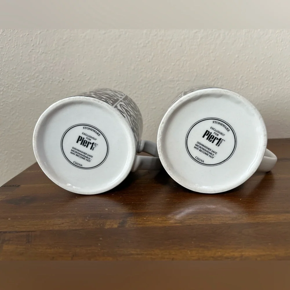 Pier 1 Tiled Medallion Set of Two Mugs
